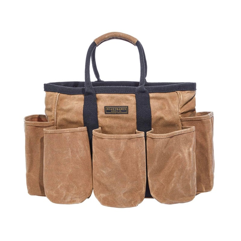 Readywares 14" Waxed Canvas Supply Bag/Garden Tool Tote/Cleaning Organizer/Mobile Bar/Versatile Storage Tote With Pockets/Utility Bag with Heavy Duty Handles - Image 1